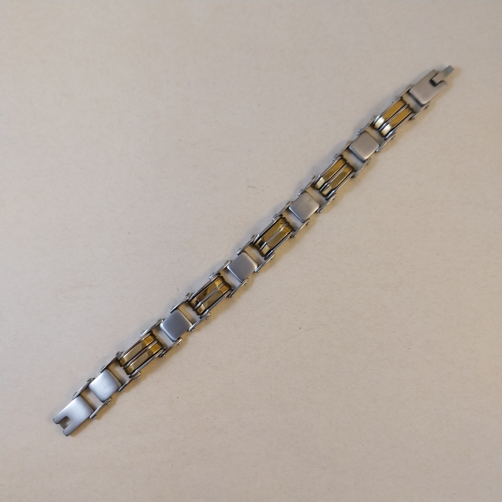 Silver and Gold Tone Steel Bracelet - Picture 6 of 10